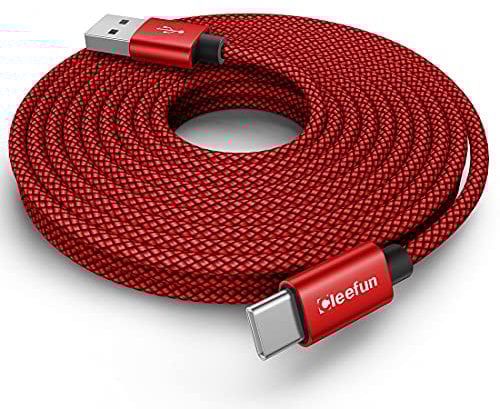 CLEEFUN 6m/20ft Extra Long USB C Cable, Durable Nylon Braided USB-A to Type-C Fast Charging Charger Cable Compatible With Samsung Galaxy Note,Moto,LG,Pixel,Switch and More USB C Smartphone, Tablet