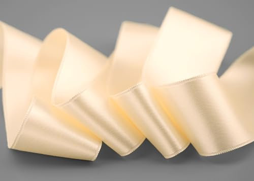 25 m x 40 mm Satinband CREME Ivory (104) doppelseitiges Schleifenband aus Satin ohne Draht weich und glänzend Geschenkband Deko Band double face Dekoband Dekorieren Basteln