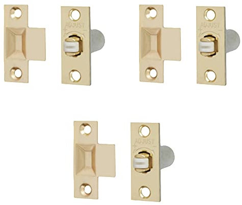 Adjustable Roller Catch Spring Loaded Latch Lock for Internal Doors | Brass Plated | Pack of 3