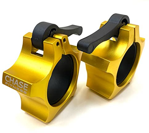 Chase Fitness Premium Quality Aluminum Locking Collar 2 Inch 50mm Olympic Dumbbell Barbell (Gold)
