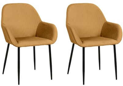 HOME DECO FACTORY 18-teiliges Kaffeeservice Keramik Bunt | Cord-Sesselset Giulia (2er-Set), skandinavisches Design, bequeme Sitzgelegenheiten, Wohn- oder Esszimmer, senfgelb