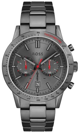 BOSS Chronograph Quarz Uhr für Herren Kollektion Allure mit Graues Edelstahlarmband - 1513924