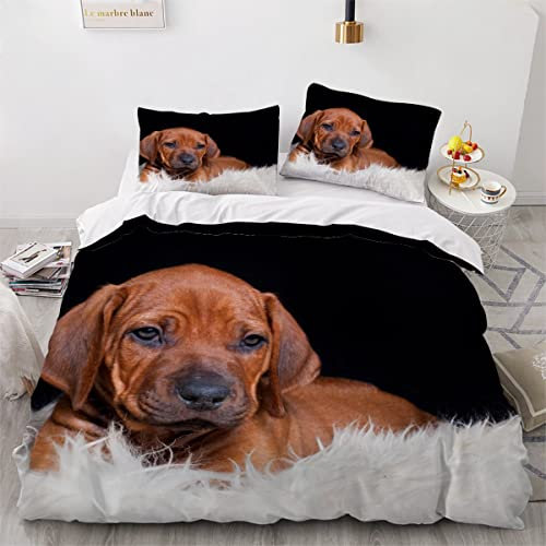 LAOVE Rhodesian Ridgeback Bettwäsche 135x200 Kinder 3Teilig Weiche Angenehme Mikrofaser 3D Druck Bettwäsche Set,1 Bettbezüge 135x200cm Mit Reißverschluss Et 2 Kissenbezüge 80x80,Bettwaren