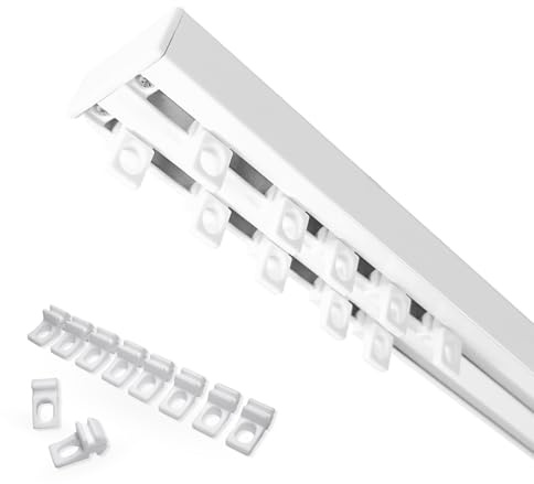 Home-Vision Gardinenschiene Serie X 2-läufig 120cm - mit Ösengleiter | Vorhangschiene 2-läufig, 3-läufig oder 4-läufig Aluminium, Inkl. Befestigungsmaterial, für Schiebevorhang