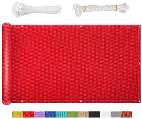 NKADNB Balkon Sichtschutz Balkonverkleidung 75x750cm Sichtschutz Balkon Windschutz Sonnenschutz Balkon-Verkleidung, für Balkongeländer, Terrasse & Garten Wertiger Balkonsichtschutz,Rot