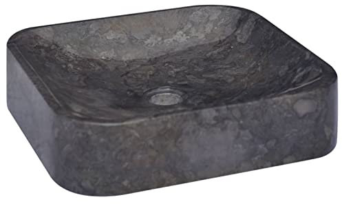 Tidyard Waschbecken Aufsatzwaschbecken Steinwaschbecken Naturstein Waschschale Waschtisch Handwaschbecken Waschplatz Aufsatzbecken Becken Badezimmer Schwarz 40x40x10 cm Marmor