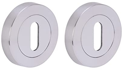 HANDLEZONE® 2 Pack Keyhole Door Lock Escutcheon Covers - Dual Finish Polished/Satin Chrome