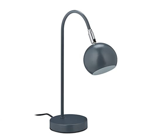 Relaxdays Schreibtischlampe, Metall Tischlampe, schwenkbarer Schirm, G9 Fassung, Tischleuchte Büro & Arbeitszimmer, grau