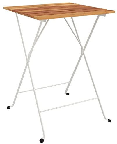 vidaXL Bistrotisch, Stehtisch mit Stahlrahmen, Klappbar Gartentisch Bartisch, Tisch Klapptisch Partytisch für Garten Balkon Terrasse, Massivholz Akazie Stahl