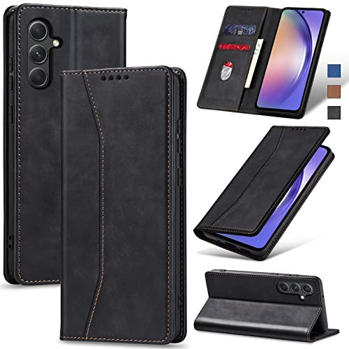 Jasonyu Coque pour Samsung Galaxy A54 5G, Housse Etui en Cuir PU Portefeuille [Antichoc] [Magnétique] [Porte Cartes] [Stand Fonction] Flip Coque (Noir)