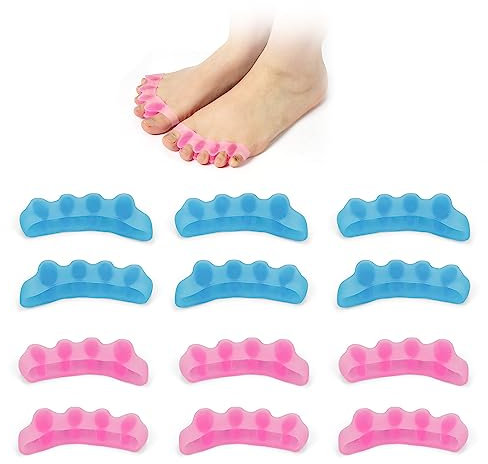 Zehenspreizer Silikon, JANDH 12 Stück Zehentrenner für Alle Zehen, Toe Spacer die Ihre Füße Nicht Verletzen, Fußzehen Spreizer Für Pediküre, Zehenkorrektur, Hallux Valgus Schiene