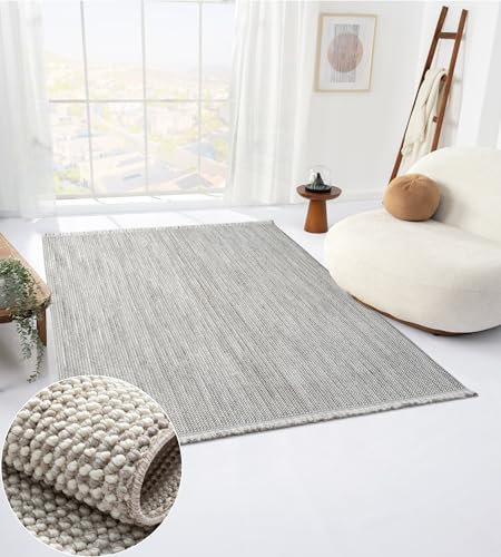 MY-RUG Teppich rechteckig Grau, 290 x 200 cm - Großflächige Behaglichkeit mit stilvollem Touch im Schlafzimmer, Wohnzimmer oder Esszimmer - Großer flach gewebter Sisal Teppich Divya
