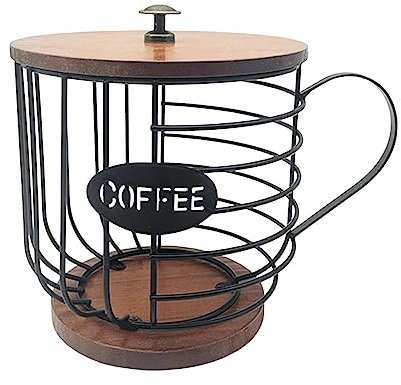 Dickly Porta cialde per caffè Contenitore per cialde per caffè Tazza per organizzatore, Gabbie per Capsule di caffè in Ferro Cestello portaoggetti per, Nero