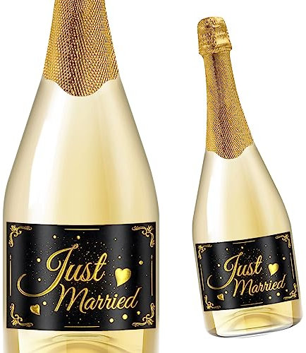 Giftota Lot de 2 étiquettes de Bouteille de Mariage, étiquette de Vin Personnalisé Autocollant Champagne et vin Mousseux, Décoration de Mariage, Cadeau d'anniversaire pour Hommes, Femmes, Couples