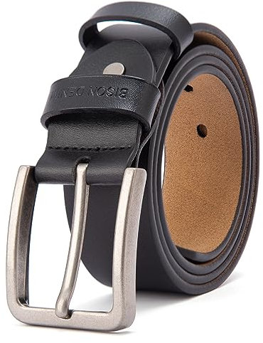 BISON DENIM Gürtel Herren,Ledergürtel Jeansgürtel Metall Retro Gürtel für Herren Kleidung 38mm Breit mit Geschenkbox