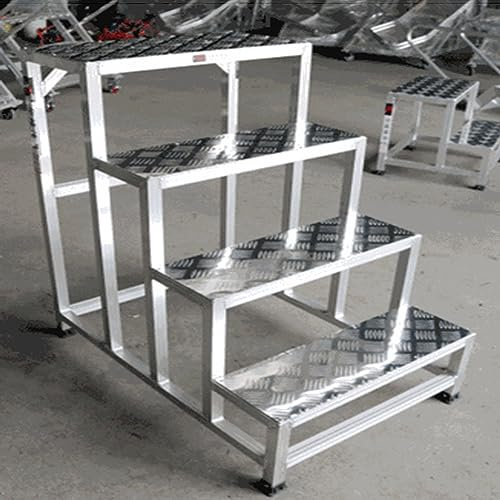 MegLob Industrial Platform Step Stool, Aluminum Alloy Step Ladder, Engineering Machine Tool Welding Step Stool, 661Lbs Capacity, Non-Slip Ribbed Tread, Suitable for Construction Workers, Lab,D