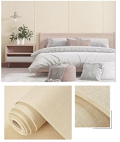 Leinen Selbstklebende Tapete, Verdickte Wandverkleidung Kontakt Papier, Modernes Gras Tuch Stoff Tapete, für dekorative Bad Küche Kabinett (Farbe : Beige, Größe : 2.8mx0.65m-1 roll)