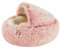 Coussin rond doux et moelleux pour chat - Lit en peluche longue pour chat - Sac de couchage pour chat - Niche pour chat (50 x 50 cm, rose)