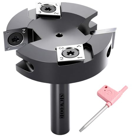 SICWOOD Slab Flattening Router Bit - 1/2 Shank, 2-1/2' Cutting Dia, 2+2 Knife Design, CNC Spoilboard Surfacing Bit, Perfect for Planing&Rabbeting, Flycutter, Slab Leveler
