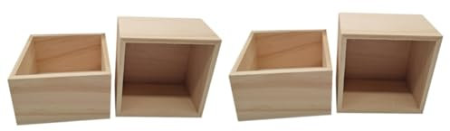 SHINEOFI 4 Stück Holzkiste ohne Deckel Aufbewahrungsbehälter für Schmuckstücke klein Aufbewahrungsboxen aus Holz Geschenk Verpackung Aufbewahrungskiste Souvenir-Box Holzkasten