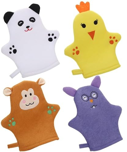 SEWOART 4Er-pack Kinder-Badehandschuhe Peeling-Handschuhe Für Sanfte Körperreinigung Rückenschrubber Für Empfindliche Haut Schäumende Duschhandschuhe Für Badewanne Und Dusche