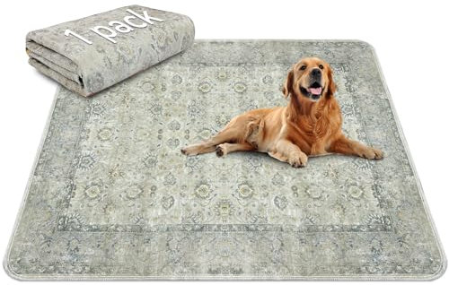DAMIROON Tapis hygiéniques lavables pour chiens, réutilisables avec super absorbant, anti-fuite, imperméable, bohème blanc vintage