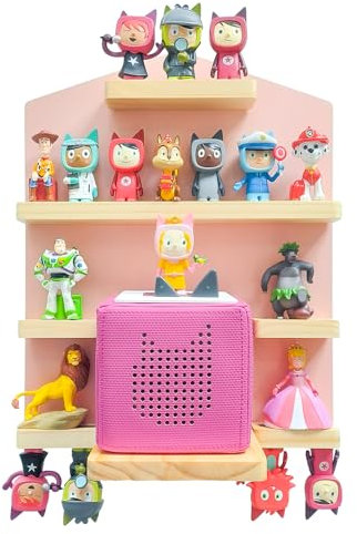 Tonie shelf for Toniebox，magnetic shelf，tonies storage shelf for 20 Tonie figures, Tonie Box Magnetic Wall Shelf Storage Shelf for Children to Play and Collect Shelf (Pink UK)