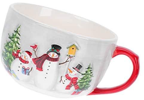 XUENNUI Weihnachtskeramik-Suppenbecher: 550 ml Jumbo-Weihnachtskaffeetasse Frühstückstasse Suppenbecher mit Griffen for Kaffee, Tee, Suppe, EIS, Müsli, Neujahr, Partyzubehör