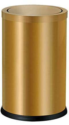 Suuim Bote de basura de cocina Bote de basura abierto de 8 litros con cubierta dorada, grado comercial, bote de basura de acero inoxidable resistente (color: dorado) (Oro)