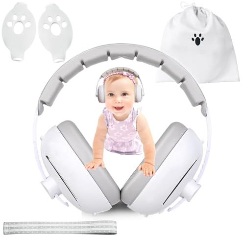 Baby Ear Defenders: 2-in-1 Noise Protection Muffs, Cancelling Headphones With Soft Cushion and Adjustable Headband for Toddlers 0-4 Years, Airplane Essentials/Outdoor