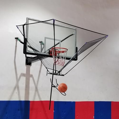 Basketball-Rebounder-Aufsatz am Ring, 180° drehbar, hängendes Basketballkorb-Ballrücklaufnetz für Parks, Schulhöfe und Fitnessstudios, tragbarer Basketball-Wurftrainer für Jugendliche und Erwachsene