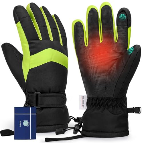 Homord Winterhandschuhe Herren, Wasserdicht Skihandschuhe Herren - Warme Atmungsaktive Schneehandschuhe Winter Touchscreen Handschuhe für Skifahren,Snowboarden,Eislaufe