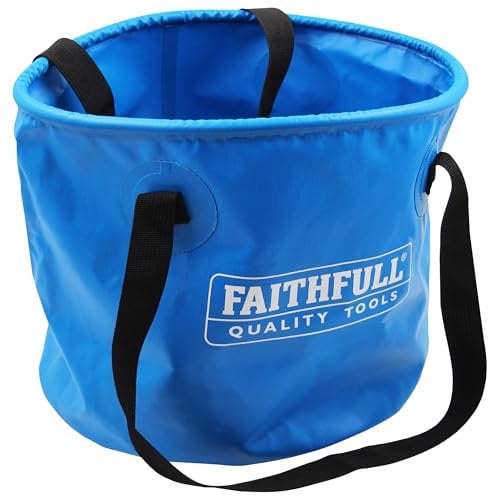 Faithfull Waterproof Collapsible Bucket – Lightweight PVC Container with Sturdy Handles & Compact Fold-Flat Design for Cleaning, Draining, Camping & Plumbing Tasks - 20L Capacity