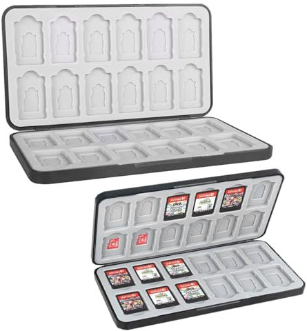 vcsjw Game Card Aufbewahrungsbox für Switch,Game Card Aufbewahrungsbox für Nintendo Switch mit 24 Game Card Slots,Weiches Silikon Futter,Beschädigt die Kassette Nicht,Game Card Case