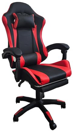 HTI living Gamingstuhl Krit Relax Drehstuhl höhenverstellbar Kippfunktion Fußstütze Schwarz-Rot