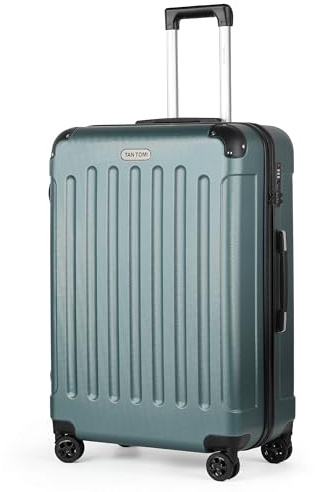 TANTOMI Koffer Groß, 28 Zoll Hartschalenkoffer, Leichter ABS-Rollkoffer, Reisekoffer mit 4×360°-Rollen, 3-Stelliges Zahlenschloss (Helles Dunkelgrün, 98L)