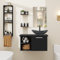 YU YUSING Ensemble de Meubles de Salle de Bain avec Lavabo Miroir et Porte-Serviette, 3 Étagères Murale, Armoire Meuble de Rangement, Vasque à Poser, Ensemble de Robinets (Gris Foncé)