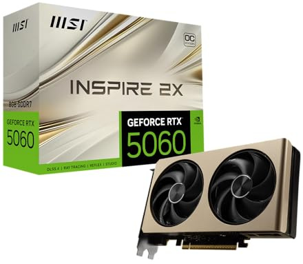 MSI Gaming RTX 5060 8G Inspire 2X OC Grafikkarte (8 GB GDDR7, TBA-bit, Extreme Leistung: TBA MHz, DisplayPort x3 2.1a, HDMI 2.1b, NVIDIA Blackwell Architecture)