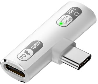 Leloco USB C Splitter 1 zu 2, Typ C Stecker auf 2 Typ C Buchsen,USB C Kopfhörer Adapter PD 100W-Schnellladung 10Gbps OTG Adapter, für iPhone 16/Pro/Max, Samsung S24/S23 usw Weiß