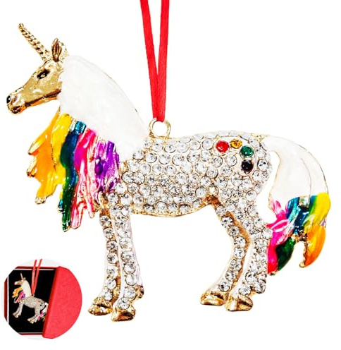Ushinemi Unicorn Ornaments for Christmas Tree, Hanging Unicorn Ornament Xmas Tree Decor, Sparkles Keepsake Gifts for Mom Grandma Women Girls Sisters