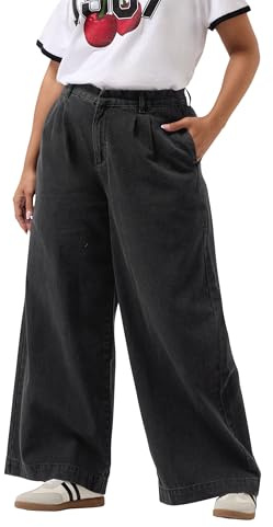 Yours Curve Pleated Wide Leg Jeans - Women's - Plus Size Curve