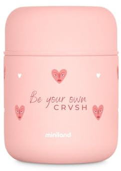 Miniland Termo Bebé para Comida 280 ml, Diseñado por Verónica Díaz, Acero Inoxidable, Mantiene Temperatura más de 24h Frío y Calor, Sistema Antigoteo | CRVSH by JustCoco