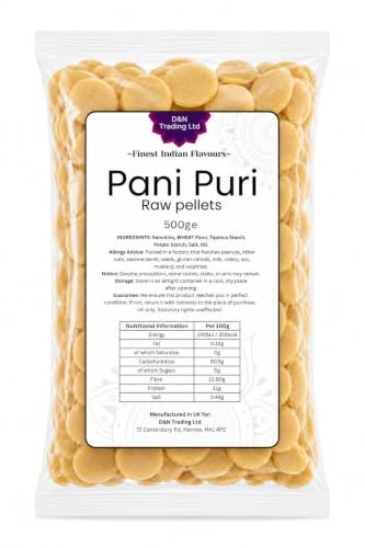D&N Trading Premium Pani Puri Raw Pellets | GOL Gappa Fryums | Ready to Fry, Air Fryer & Microwave | Crispy Homemade Indian Snack | Light, Crunchy & Delicious | Perfect for Parties & Tea Time (500g)