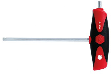 Wiha U540DS050150C Stiftschlüssel mit Quergriff ComfortGrip Sechskant-Kugelkopf, schwenkbar für schwer zugängliche Bereiche, mit Seitenabtrieb, mattverchromt (28374) 5 x 150 mm