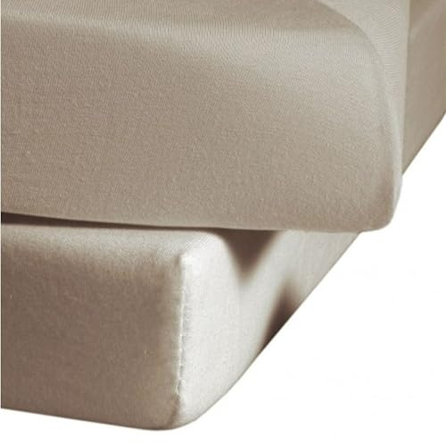 fleuresse Jenny C, klassisches Jersey-Spannlaken, 100% Baumwolle, mit praktischem Rundumgummi, Fb. Taupe, Größe 100 x 200 cm, auch passend für 90 x 190/200