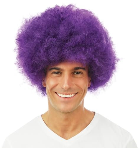 P'TIT CLOWN - 64469 -Perücke Afro -Funky Wig - Disco-Look, 70er Jahre, Retro - Verkleidungszubehör - Karneval, Mottoparty, Halloween, Manga, Cosplay, Silvester - Synthetisches Haar - Violett