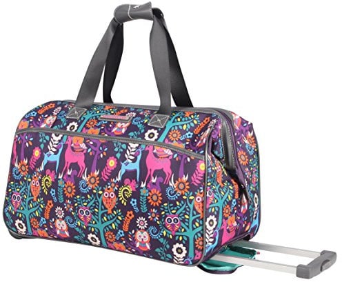Seesack mit Lilienblütenmuster, 55,9 cm, mit 2 Rollrollen, Wochenend-Übernachtungsreisen, Leichter Handgepäckkoffer für Damen