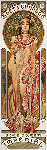 1art1 Alphonse Mucha Moët Et Chandon, Grand Cremant Imperial Plakat-Kunst, 1899, 1-Teilig Fototapete Poster-Tapete 250x79 cm
