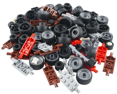 Lego City Classic Basic Achsen mit Rädern - 30 Stück - Zufällig Gemischt - Rad Räder Set - Ideal für Bauprojekte und Fahrzeugkonstruktionen