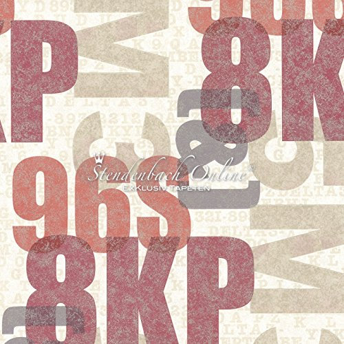 Erismann Vliestapete Schrift Buchstaben Zahlen Rolle 10,05 M. x 0,53M. (5,32m²) Wandbeklebung Wandpaper